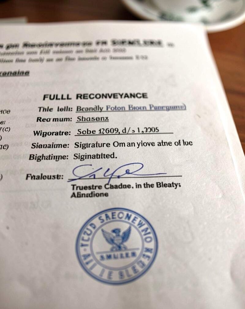 The reconveyance document with the trustee's signature and notary acknowledgment